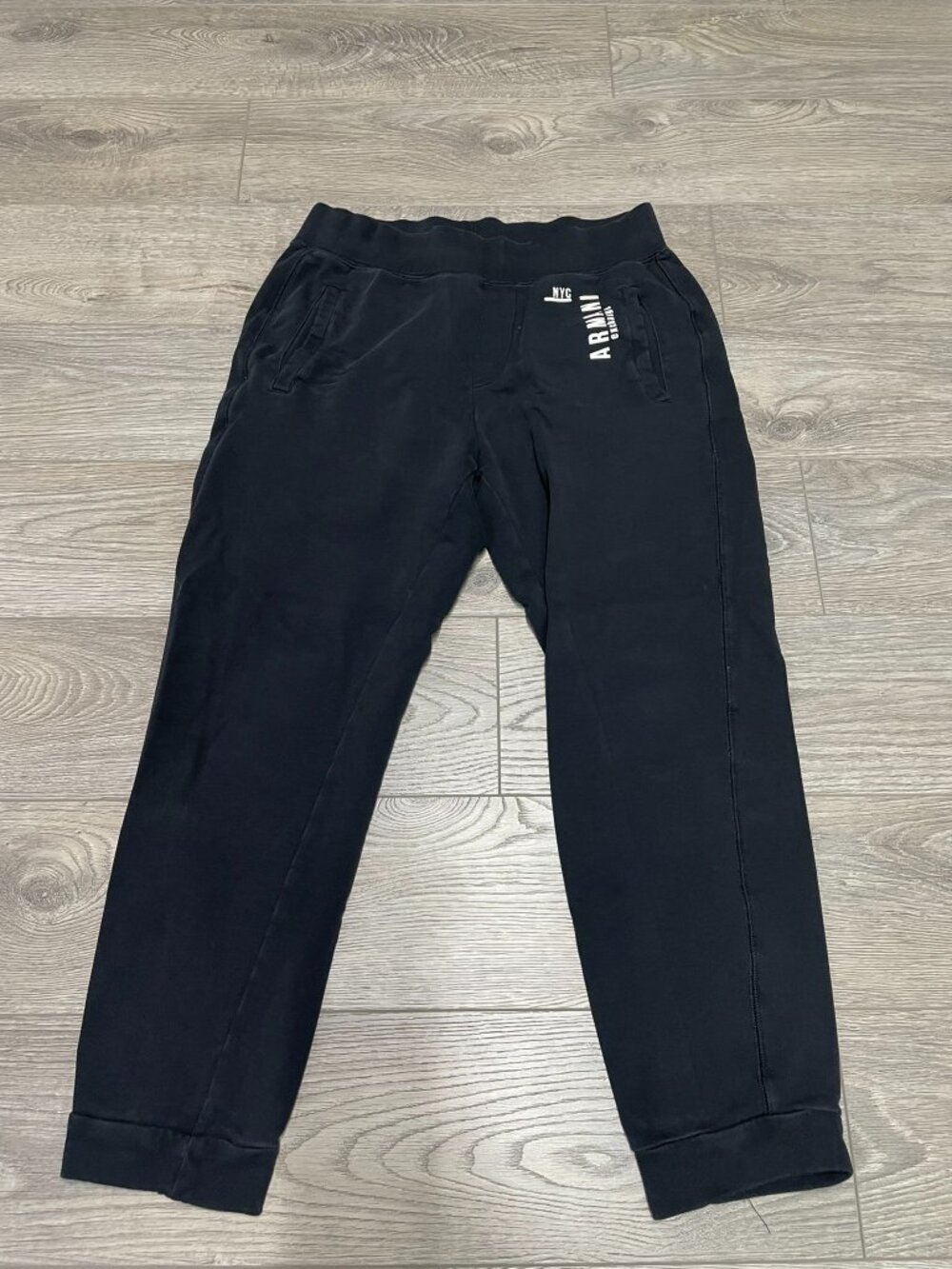 Armani Exchange NYC Graphic Black Joggers Sweatpants Mens Size S‎